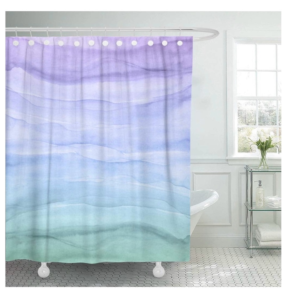 Fabric shower curtain with rings